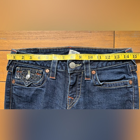 True Religion Straight Leg Crystal Embellished Low Rise Rhinestone Pockets Sz 28 - Picture 11 of 14